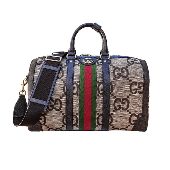 Gucci 724642 Unisex Giant GG Canvas & Leather Medium Duffle Bag - Picture 1 of 9